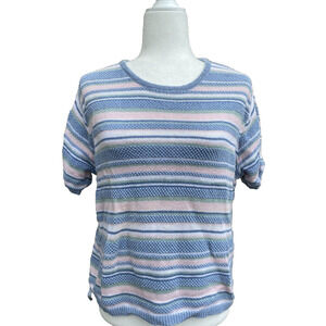 Russ striped knit top multicolor light blue cotton Hong Kong size Large A000183